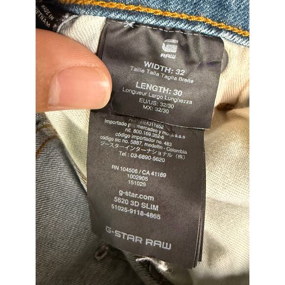 G Star Raw 5620 3D Slim Denim Button Fly Jeans Y2K Vintage Pants Blue Mens 32x30 - Picture 9 of 10